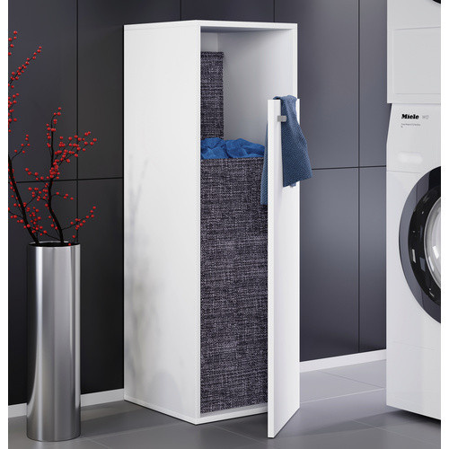 VCM Wäscheschrank Dreso XL in Weiss mit Wäschekorb aus Holzwerkstoff, B/T/H: 40 x 39 x 110 cm - Bild 2