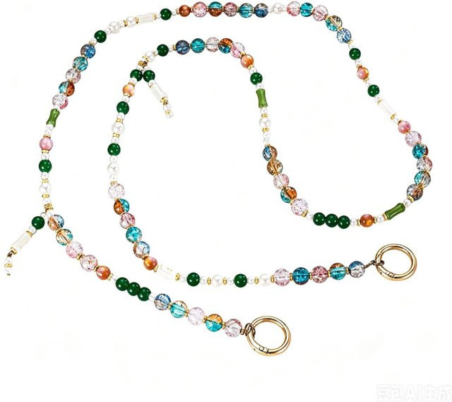 Qianxiu Verstellbares Handy-Lanyard in Grün mit Perlen im Göttinnen-Stil zur Diebstahlsicherung - Bild 1