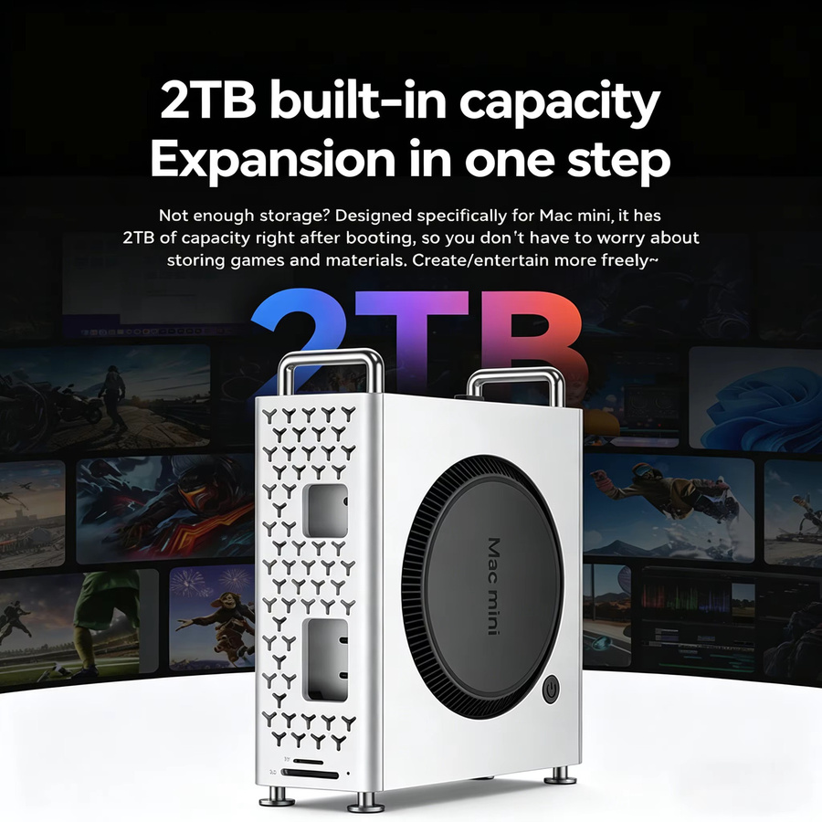 Yottamaster MiniPro Docking Station für Mac Mini M4, 10Gbps NVMe M.2 SSD Erweiterung und SD/TF Kartenleser, Silber - Bild 2