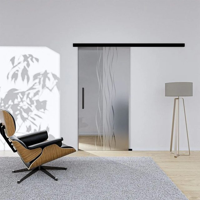 Hansaglas Glasschiebetür Sira 2 Komplettset in Schwarz mit Griffstange und SoftClose, B/H: 102,5 x 205,0 cm - Bild 1
