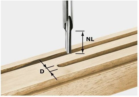 Festool Nutfräser HS S8 D 3/8 in Silber und Stahl mit 3 mm Durchmesser, 8 mm Arbeitslänge und 8 mm Schaftdurchmesser, Gesamtlänge 45 mm - Bild 1