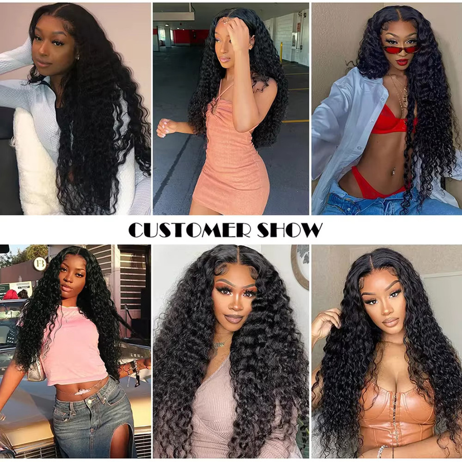 Sooolavely Echthaarperücke Kinky Curly Deep Wave, Damen - Bild 6