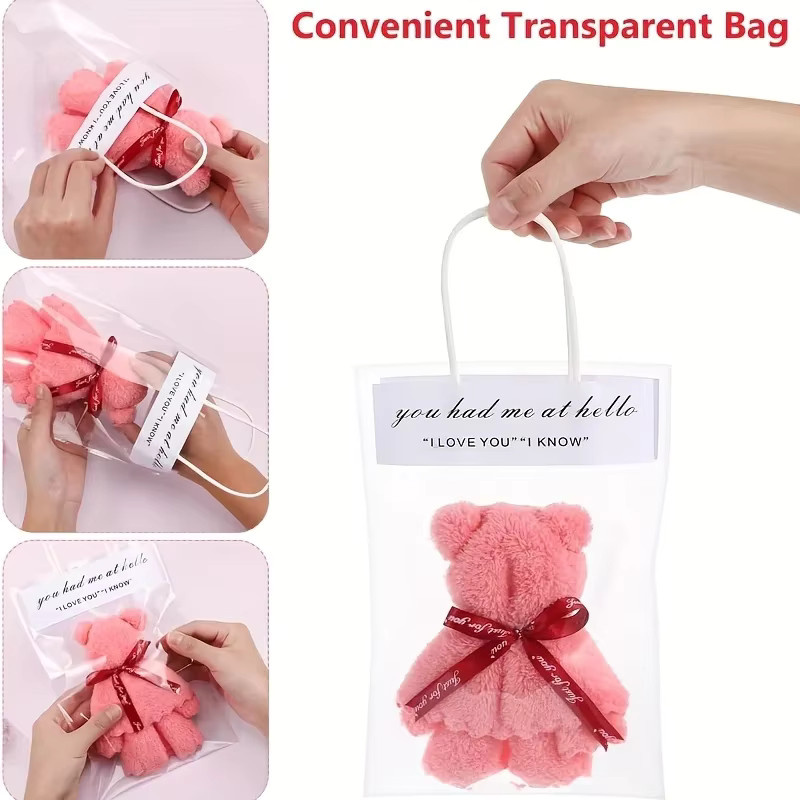 20 Stück Transparentes Geschenkset mit Teddybär und Handtuch für Hochzeiten, Weihnachten oder Geburtstage - Bild 3