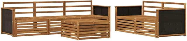 vidaXL Outdoor-Sofagarnitur aus Akazie Massivholz in Braun, 6-teiliges Set mit Tisch und Sitzmöbeln im modernen Latten-Design - Bild 1