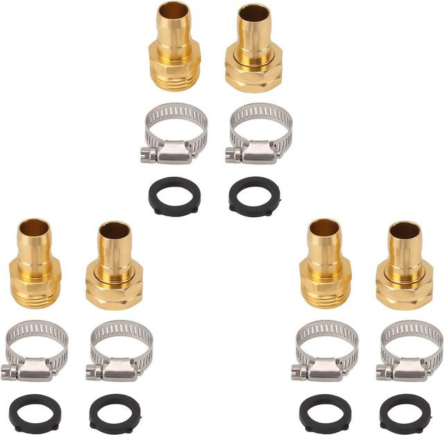 3er Set mfySpace Gartenschlauch Reparaturset mit Schlauchverbinder, Edelstahlklemmen und Gummidichtungen für 3/4 Zoll Schläuche - Bild 1