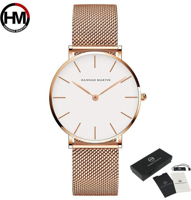 Hannah Martin Armbanduhr, Quarz, Edelstahl, Weiß, Roségold, Damen - Bild 1