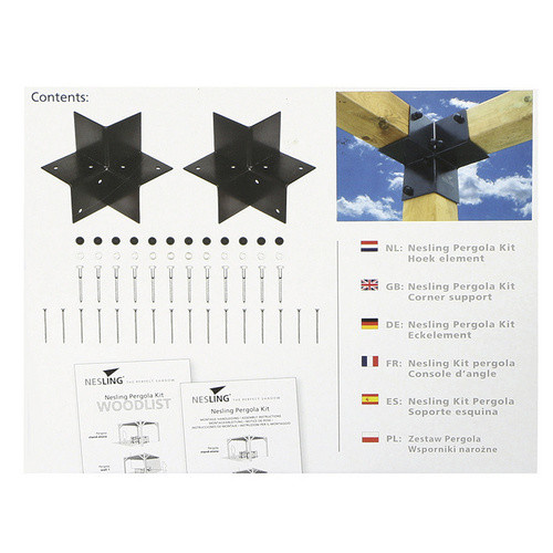 NESLING Eckelement Pergola-Bausatz für Holzpfosten, 2er-Set aus Stahl in Grau Matt - Bild 3