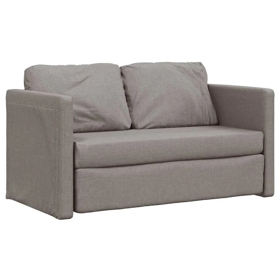 vidaXL Bodensofa mit Schlaffunktion in Taupe, gepolstert aus Stoff und Schaumstoff mit Metallrahmen, B/T/H: 112 x 174 x 55 cm - Bild 2