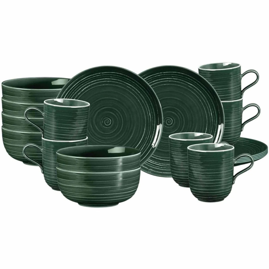 Seltmann Weiden Frühstücks-Set Terra aus Porzellan, 18-teilig, Moosgrün - Bild 3