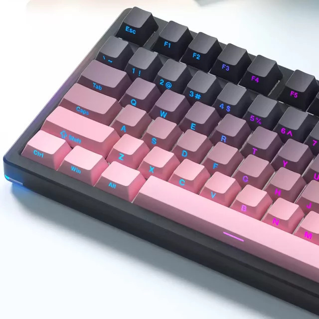 Oeny PBT Double Shot Tastenkappen mit Seitengravur und Farbverlauf Schwarz Rosa für mechanische Gaming-Tastaturen mit Cherry MX Switches - Bild 1