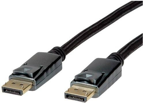 Roline DisplayPort Anschlusskabel 8K UHD in Schwarz und Silber, Länge: 1,00 m - Bild 1