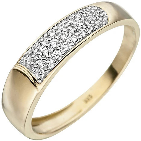 Colfem Ring 333 Gelbgold, 24 Zirkonia, Damen, Ringgröße 58 - Bild 1