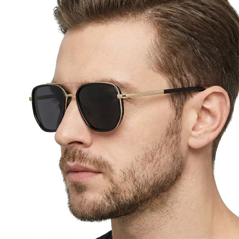 FUQIAN Sonnenbrille Aviator, Vollrand, Metall, Schwarz, Unisex - Bild 2