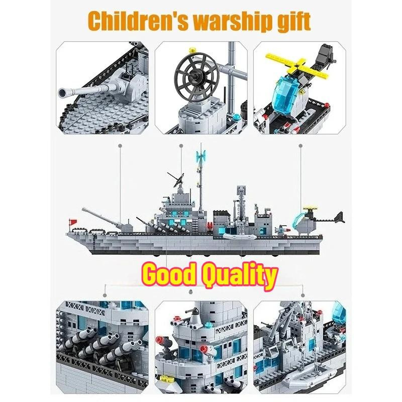 Fashnics 6 in 1 Militärisches Marine-Kriegsschiff Bausteine Spielzeug - Bild 2