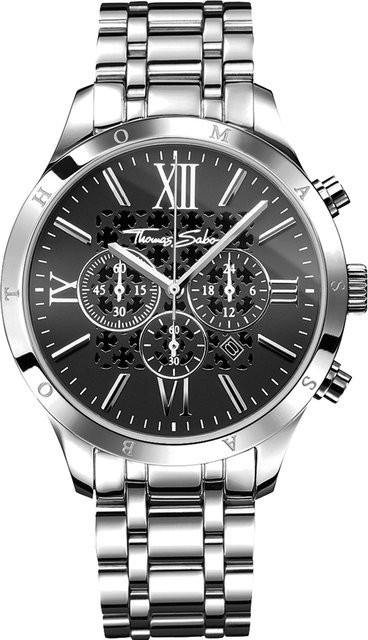 Thomas Sabo Chronograph, Edelstahl, Quarz, 43 mm, Herren, Schwarz - Bild 1