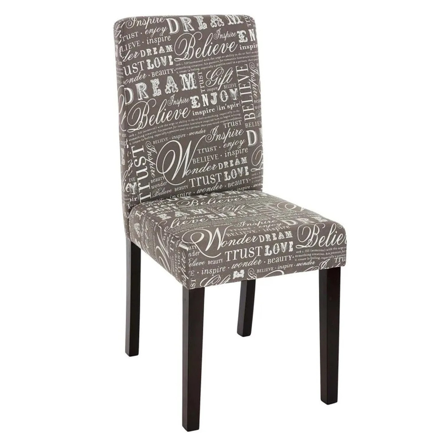 MCW Esszimmerstuhl Littau 2er-Set aus Textil mit Schriftzug in Grau und dunklen Beinen - Bild 3