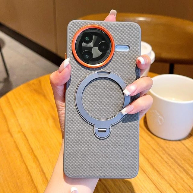 Xiaomi Handyhülle für Redmi K80 und Redmi K80 Pro mit drehbarem Magnet-Halter, stoßfest und fingerabdruckresistent, Grau - Bild 1
