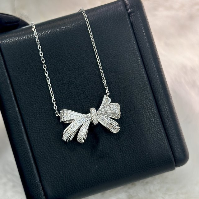 MESSITOK Diamant-Schleifenanhänger, 925 Silber, Diamant, Zirkonia, Damen - Bild 1