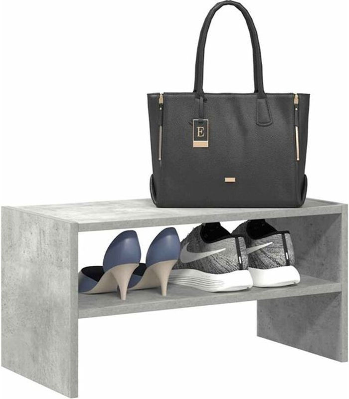 Stapelbares Schuhregal von Vidaxl in Betongrau, Modernes Design aus Holzwerkstoff und Beton, B/T/H: 60 x 30 x 30,5 cm - Bild 1