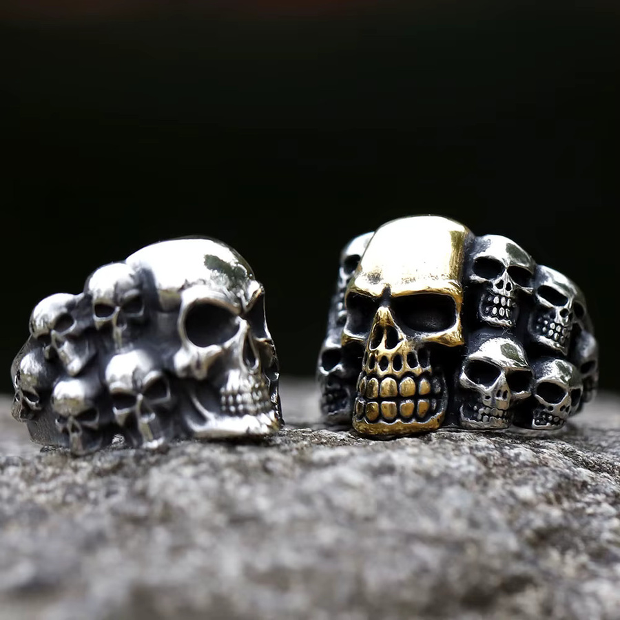 Ring Edelstahl, Schwarz, Schädel, Herren - Bild 2