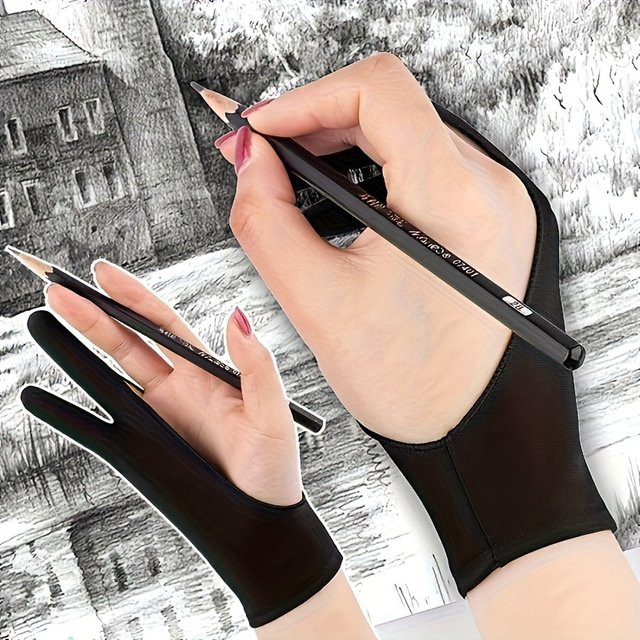 Schutzhandschuhe für Malerei und Skizzen in Schwarz mit Zwei-Finger-Design zur Vermeidung von Schmutz und Schweiß - Bild 1