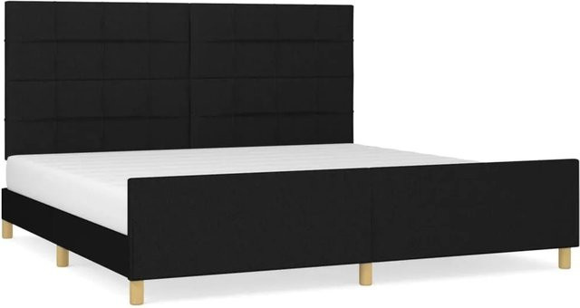 vidaXL Bettgestell mit Kopfteil in Schwarz aus Stoff und Holz, B/T/H: 203 x 206 x 128 cm - Bild 1