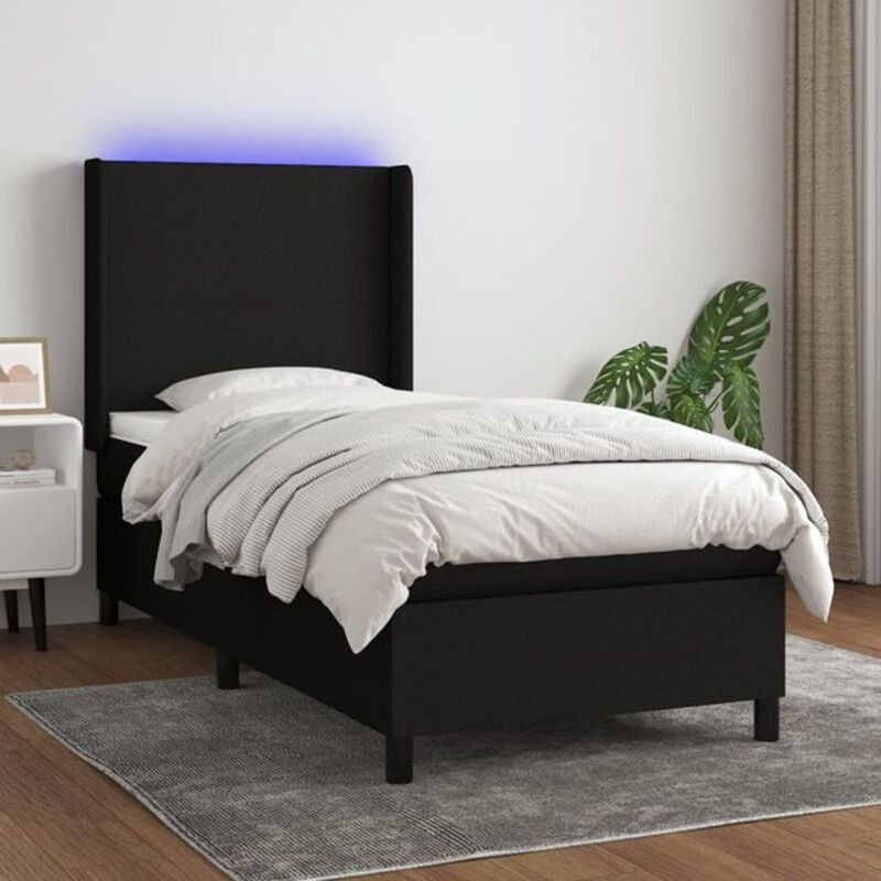 vidaxl Boxspringbett mit Matratze in Schwarz aus Stoff, B/B/H: 90 x 200 x 118 cm - Bild 1