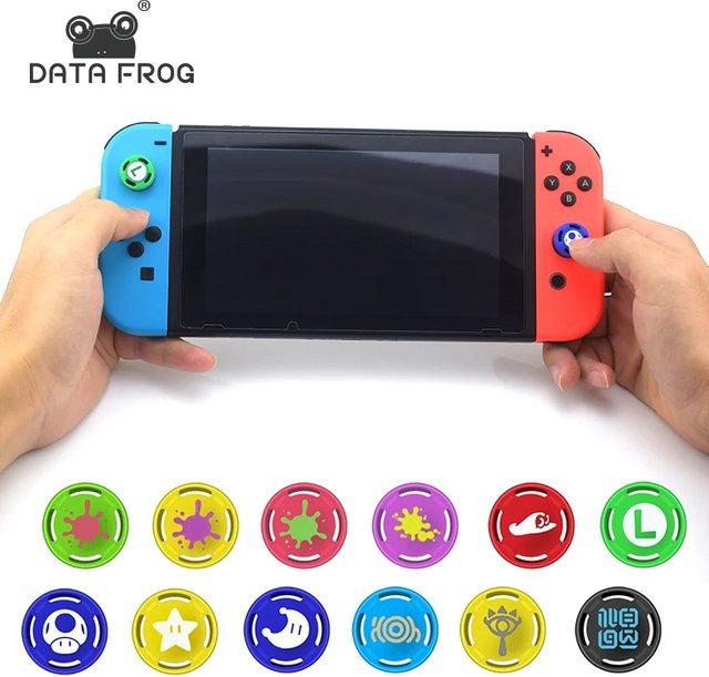 DATA FROG Analog Thumb Stick Grip Caps für Switch OLED und RG35XX Handheld-Spielekonsole, 2 Stück, Multicolour - Bild 1