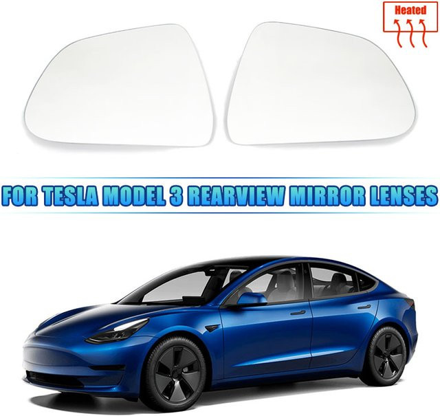 2er-Set Weitwinkel-Rückspiegel für Tesla Modell 3, wasserdicht und blendfrei mit großer Sichtweite - Bild 1
