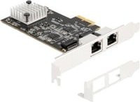 Delock PCI Express x2 LAN-Adapter mit 2 x RJ45 5 Gbe Ethernet in Schwarz - Bild 1