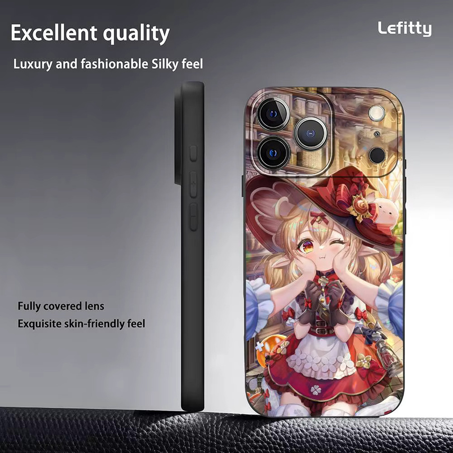 Genshin Impact Klee Handyhülle für iPhone 11 bis 17 Pro Max Plus Mini, Schwarz Frosted Soft Shell - Bild 3