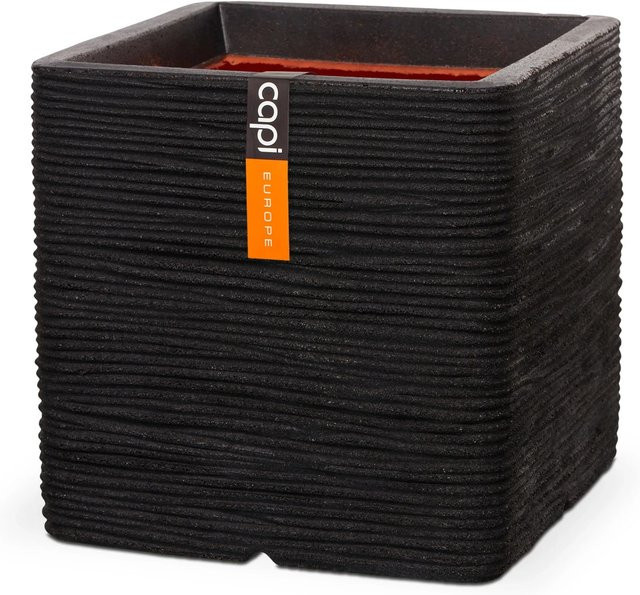 Capi Pflanztopf Rib NL quadratisch Schwarz B/T/H: 50 x 50 x 50 cm - Bild 1