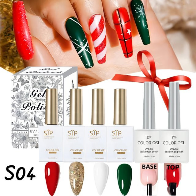 SJP Nagellack-Set, UV-Gel, Metallic, Gold und Silber, 6-teilig - Bild 1