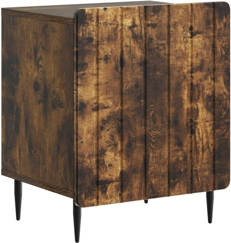 Nachttisch vidaXL in Geräuchert Eiche, Modernes Design aus Holzwerkstoff und Metall, B/T/H: 43 x 34,5 x 52 cm - Bild 1