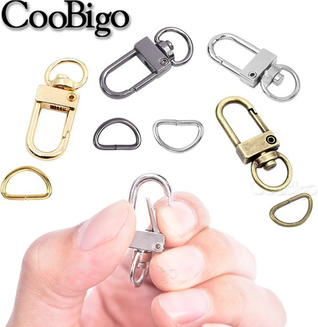 CooBigo 5er Set Metall Snap Karabinerverschluss Haken D-Ring Schnalle in Silber für DIY Handwerk Zubehör wie Handtaschen, Riemen und Hundehalsbänder - Bild 1