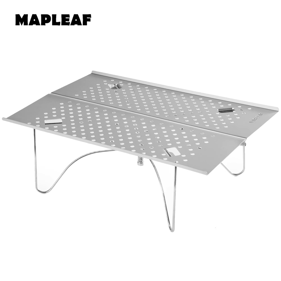 MAPLEAF Klappbarer Campingtisch aus Aluminium in Silber und Grau, ultraleicht mit 30kg Traglast und X-Gestell inklusive Tragetasche - Bild 6