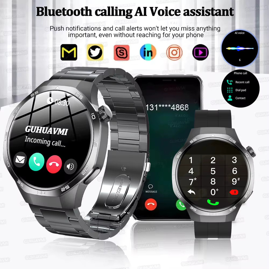 GUHUAVMI Smartwatch, Edelstahl, Schwarz, Herren, GPS, NFC, Bluetooth - Bild 3