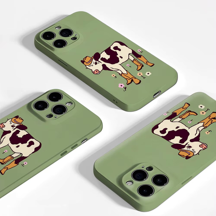 Potdemiel Handyhülle Cowboy-Kuh mit Magnetfunktion für iPhone 17 16 15 14 13 Pro Max Plus in Grün - Bild 2