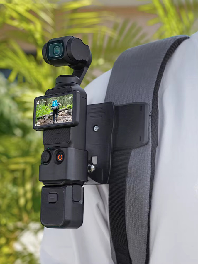BRDRC Erweiterungshalterung für DJI OSMO Pocket 3 mit 1/4 Zoll Schraubenloch, Rucksack-Clip und Brustgurt-Adapter, Schwarz - Bild 7