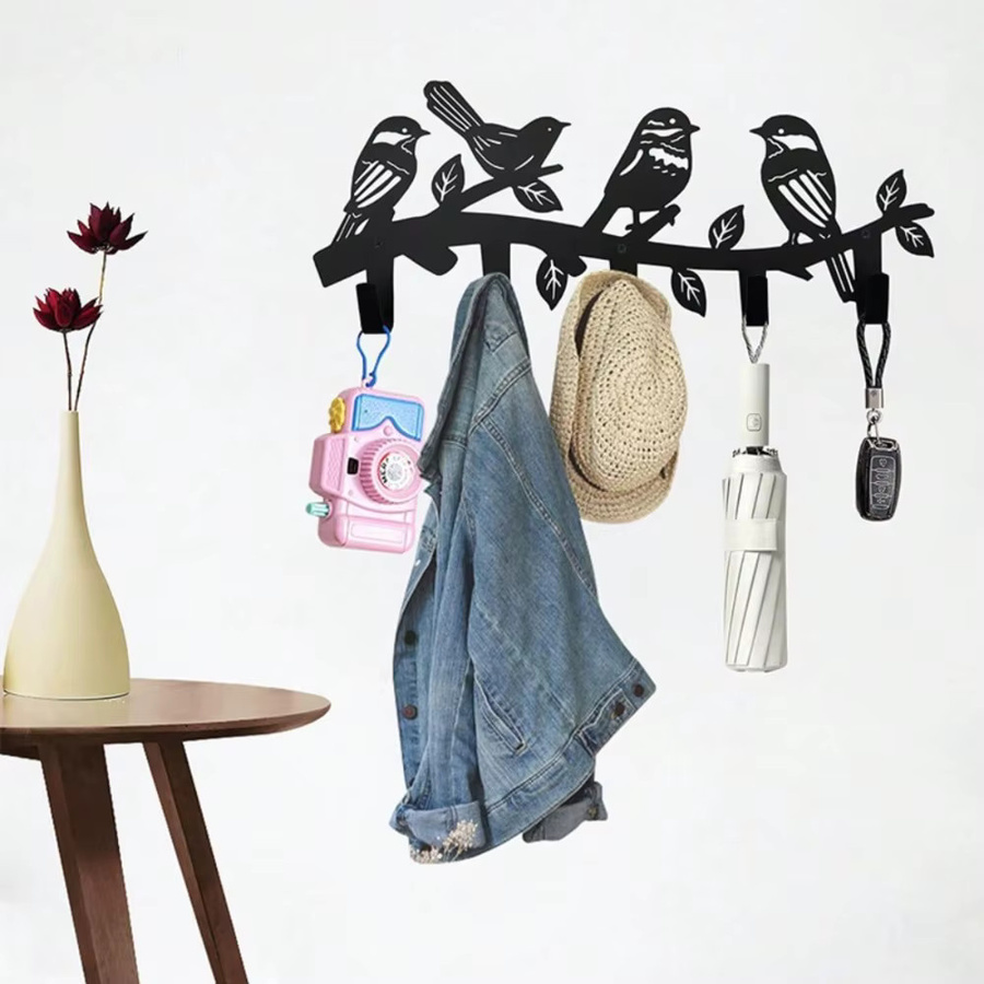 CIFBUY Wandhaken in Vogelform aus Metall in Schwarz als Tiermotiv-Mantel- und Schlüsselhalter für Flur und Büro - Bild 2