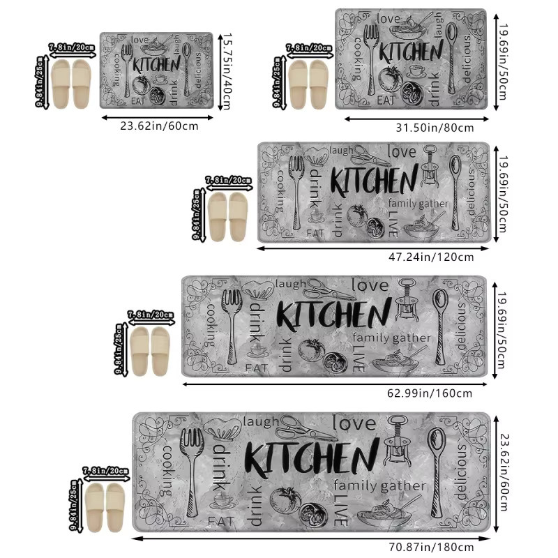VIKAMA Küchenbodenmatten Set, rutschfest und waschbar, modernes Küchenteppich-Set für deine Küche - Bild 3