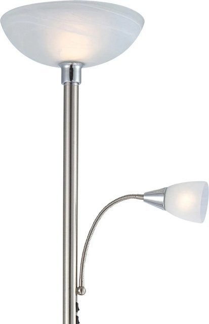 Globo LED-Stehleuchte Blade in Nickel matt mit alabasterfarbenem Glasschirm - Bild 1