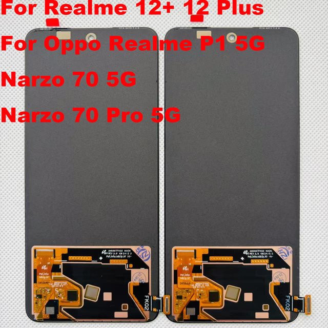 Original AMOLED Display mit Touchscreen Digitizer für Realme 12 Plus und Realme P1 5G / Narzo 70 Pro 5G, Farbe: Schwarz, 6.67 Zoll - Bild 1