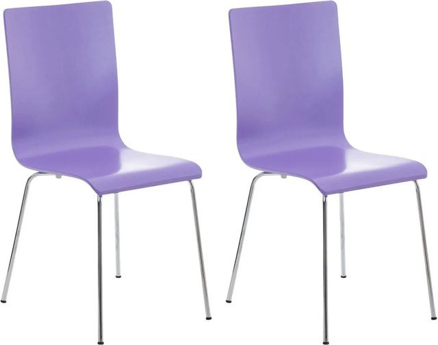 2er Set DELUKE Besucherstuhl TUNIS Konferenzstuhl und Bürostuhl aus Holz und Metall in Lila, B/T/H: 43 x 47 x 87 cm - Bild 1