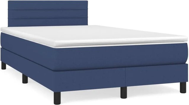 vidaXL Boxspringbett mit Matratze in Blau, Hybridbett mit Taschenfederkern, B/T: 120 x 200 cm - Bild 1