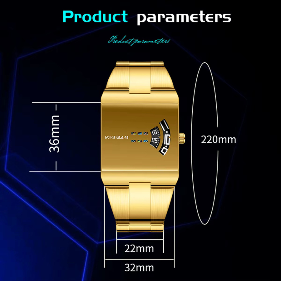 VA VA VOOM Armbanduhr Quarz, Edelstahl, Gold, Herren - Bild 2
