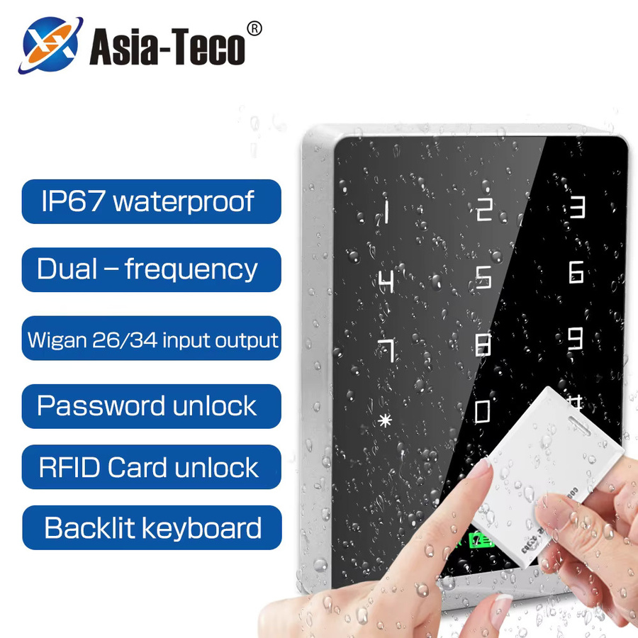 Asia-Teco RFID Zugangskontroll-Tastatur T2DC mit 125 kHz und 13,56 MHz, IP66 wasserdicht, Ziffernblock Türöffner-System - Bild 3