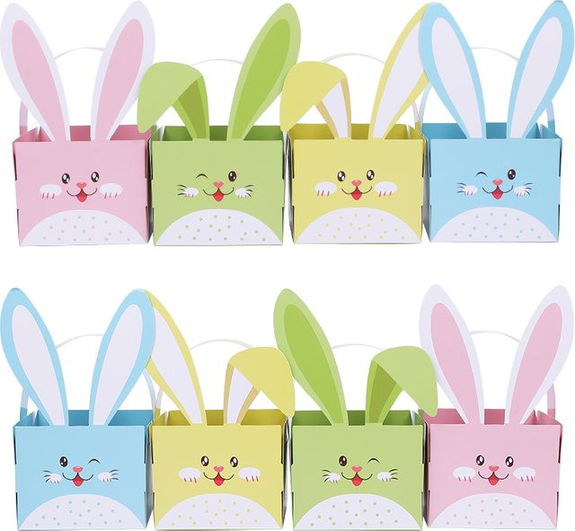 ZQNYCY Osterhasen-Ohr Süßigkeitenboxen aus Papier, bunte Ei-Geschenkverpackungen für die Osterparty, 4 oder 8 Stück - Bild 1