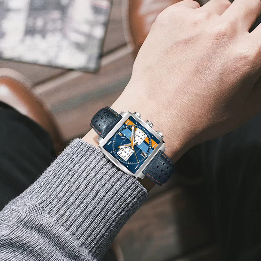 Specht & Sohne Armbanduhr, Quarz, Edelstahl, Blau, Leder, 39 mm, Herren - Bild 3