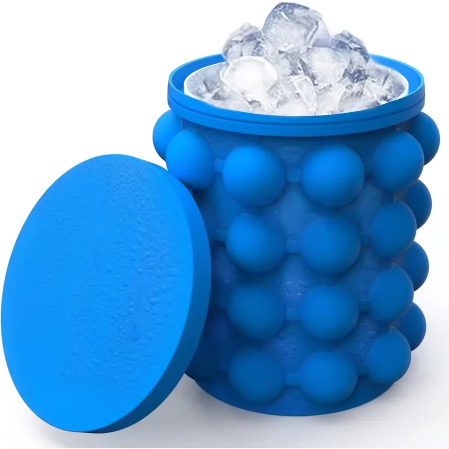 XMSJ 2-in-1 Silikon-Eisbehälter und Eiswürfelform in Blau für Whiskey und Bier - Bild 6